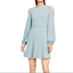 Baby Blue Dress with Open Shoulder Button Details